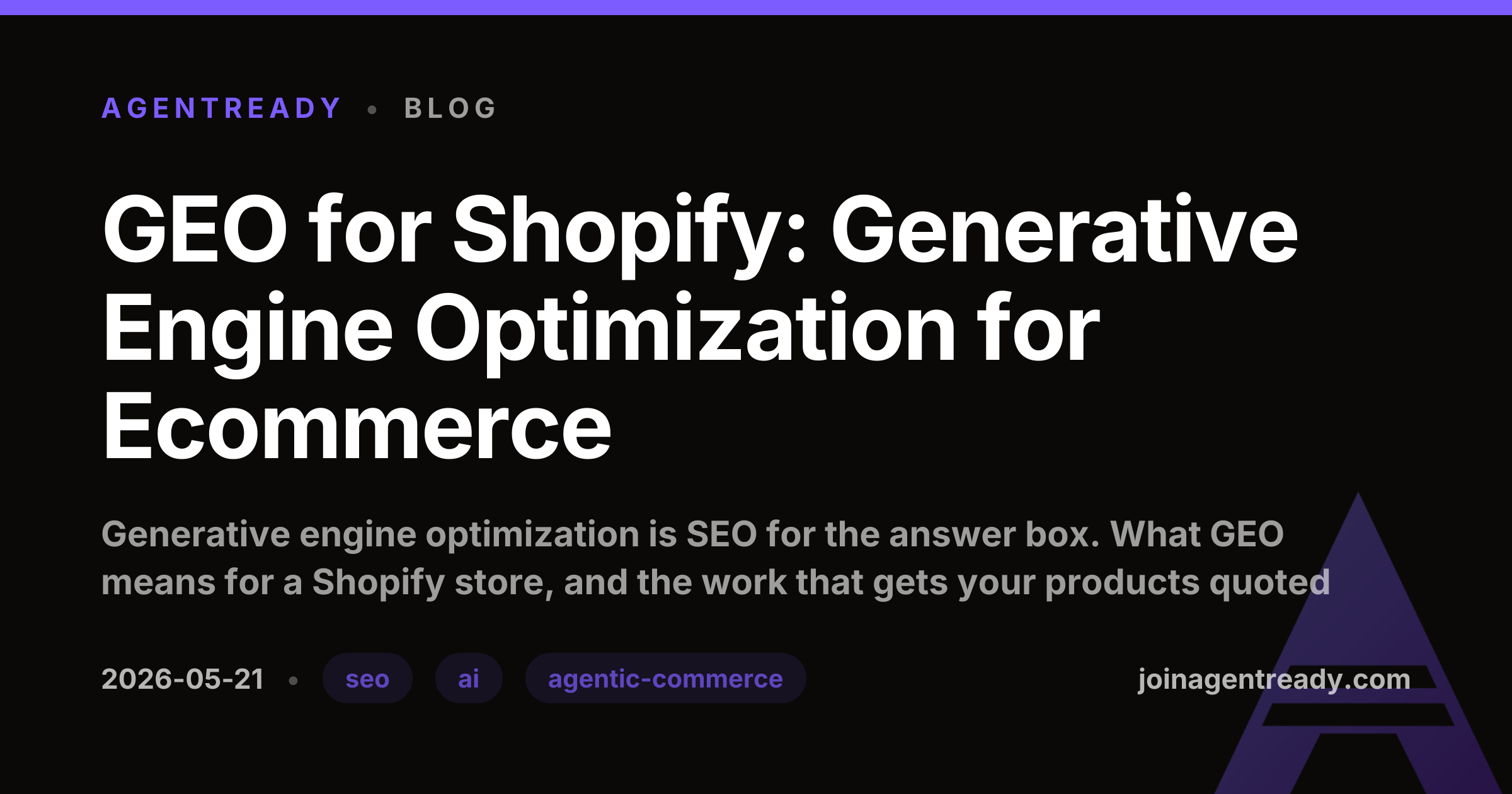 GEO for Shopify: Generative Engine Optimization for Ecommerce